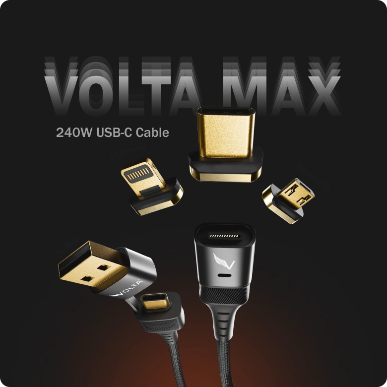 Volta Max 240W - 6-in-1 Magnetic Charging USB-C Cable